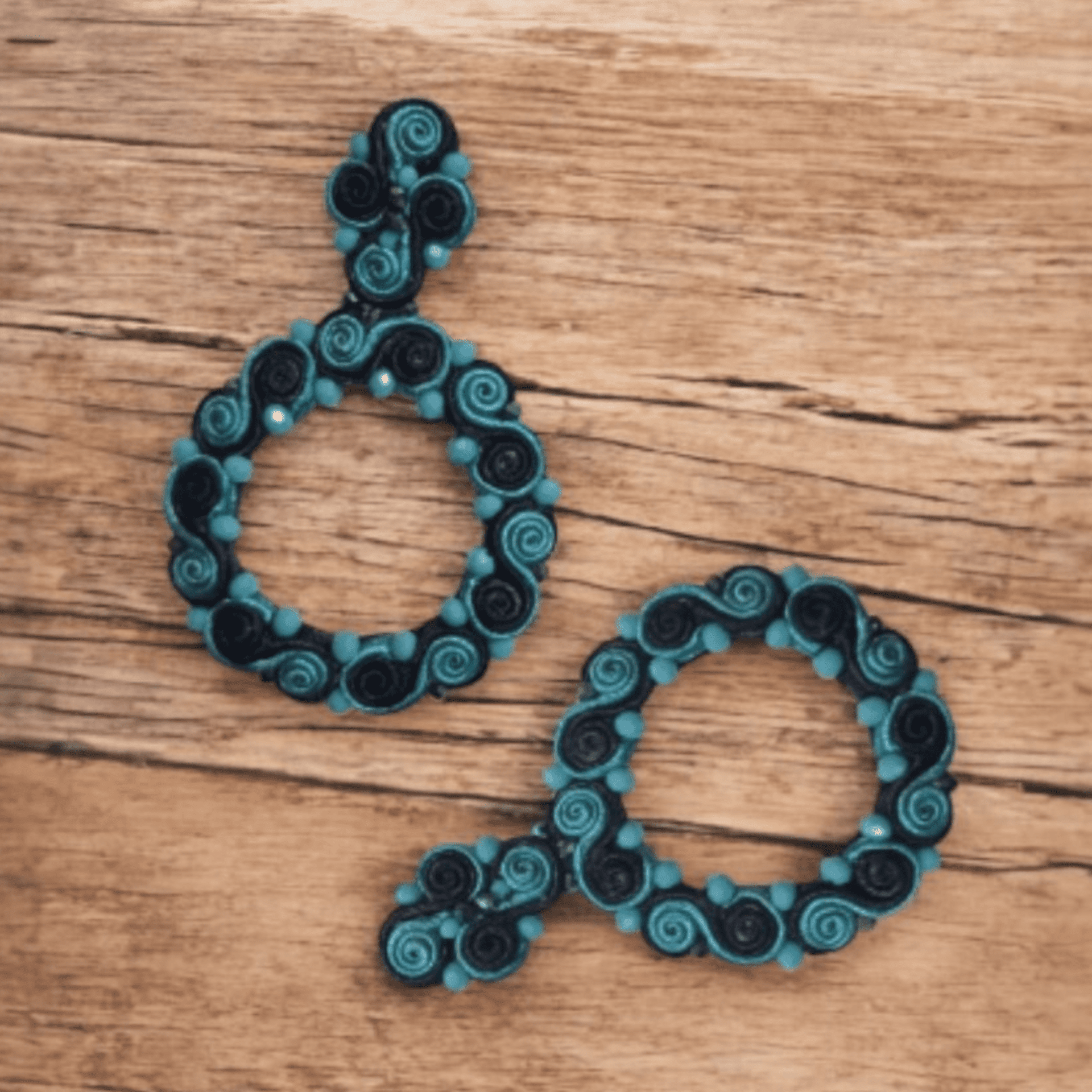 Pendientes "Rebulleo" Turquesa y Negro - Colección Flamenca - 2