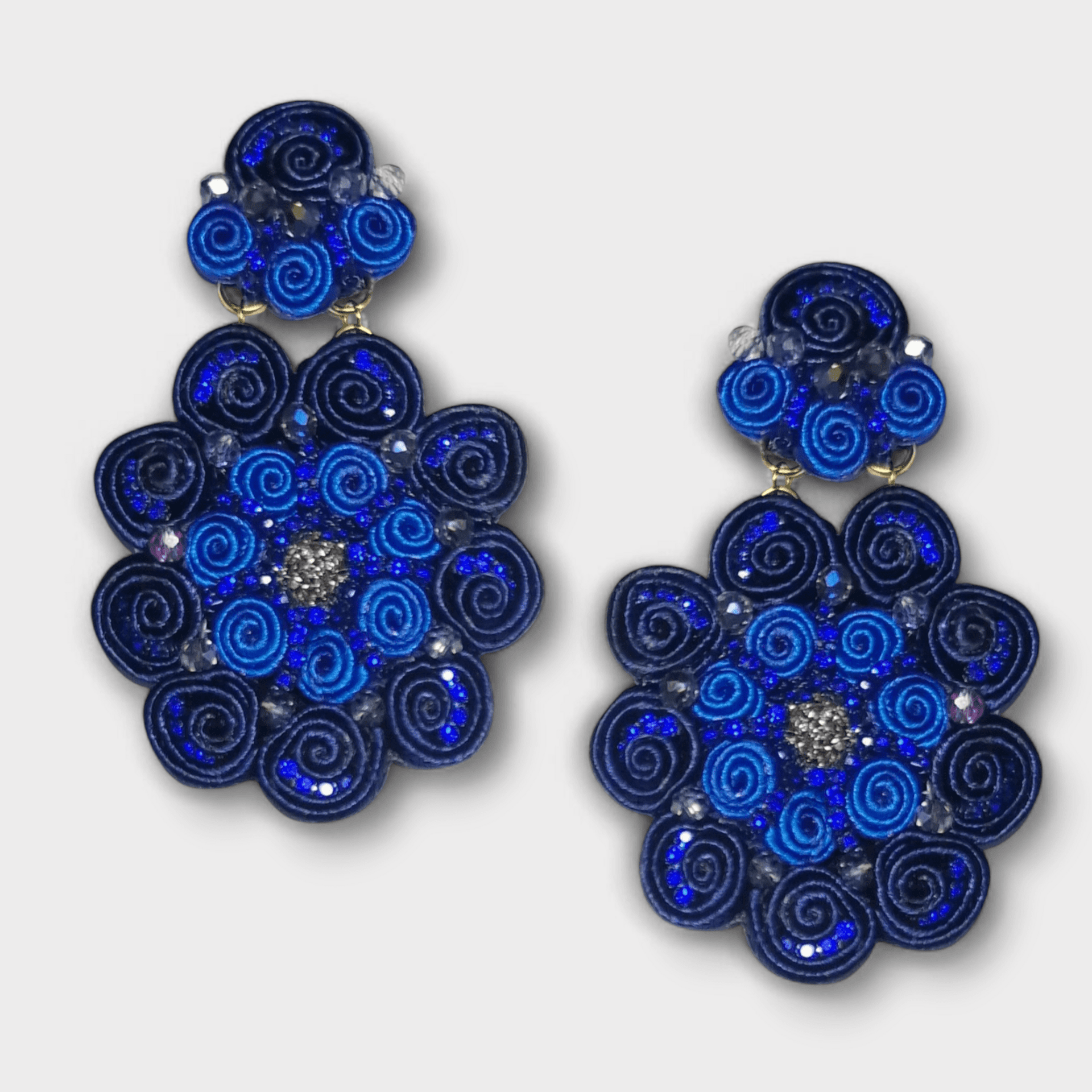 "Encaracolao" - Pendientes Colección Flamenca - Azul - 3