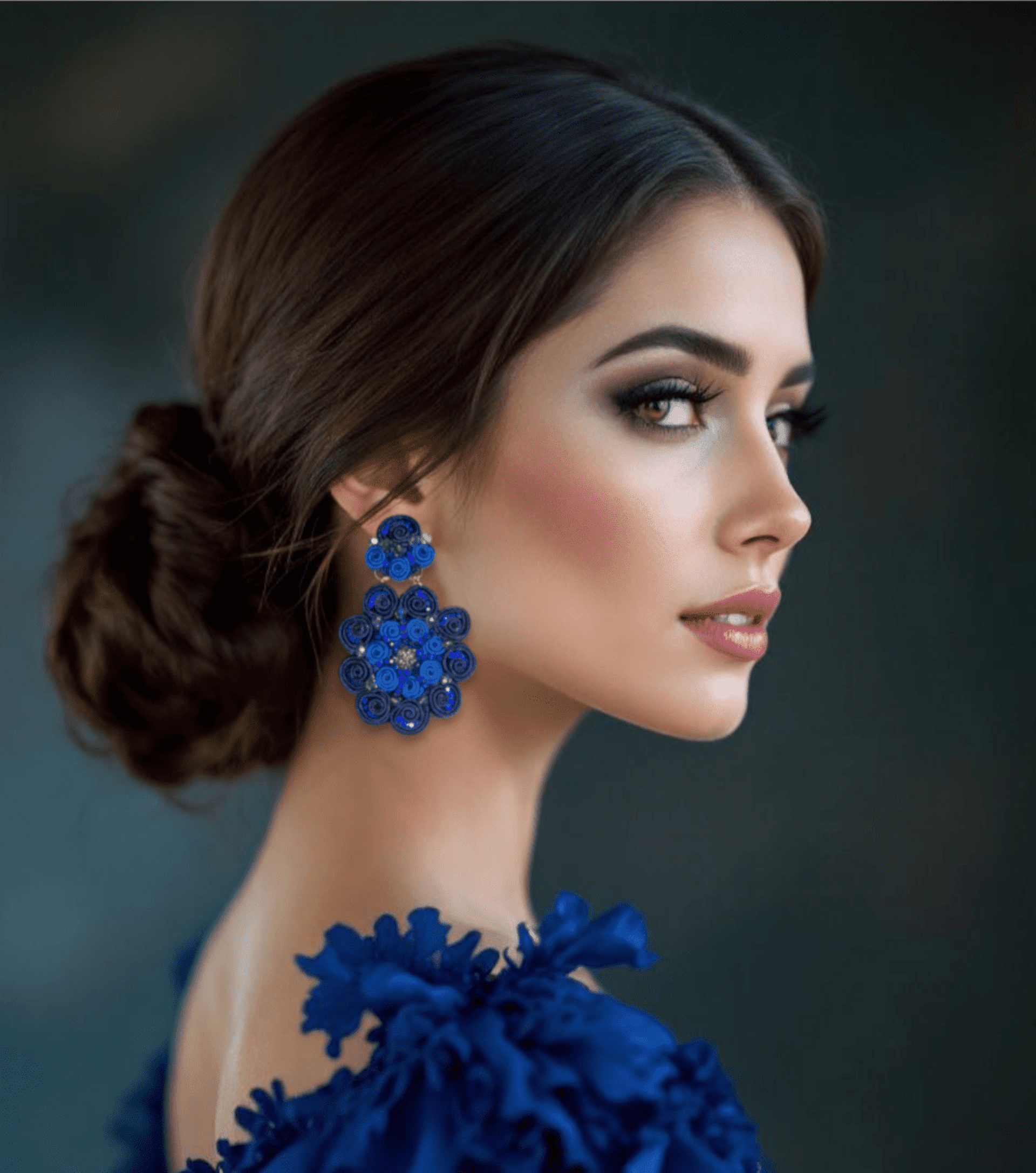 "Encaracolao" - Pendientes Colección Flamenca - Azul - 2
