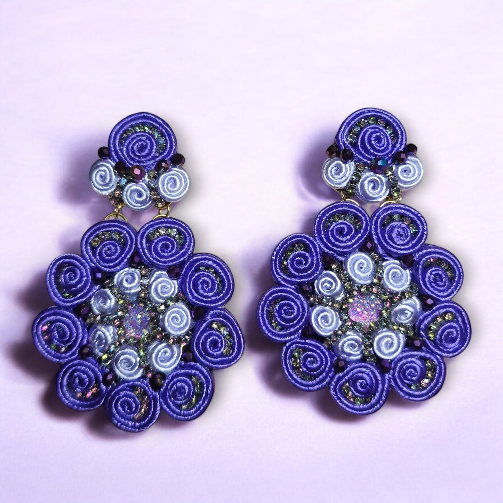 "Encaracolao" - Pendientes Colección Flamenca - Lila - 2