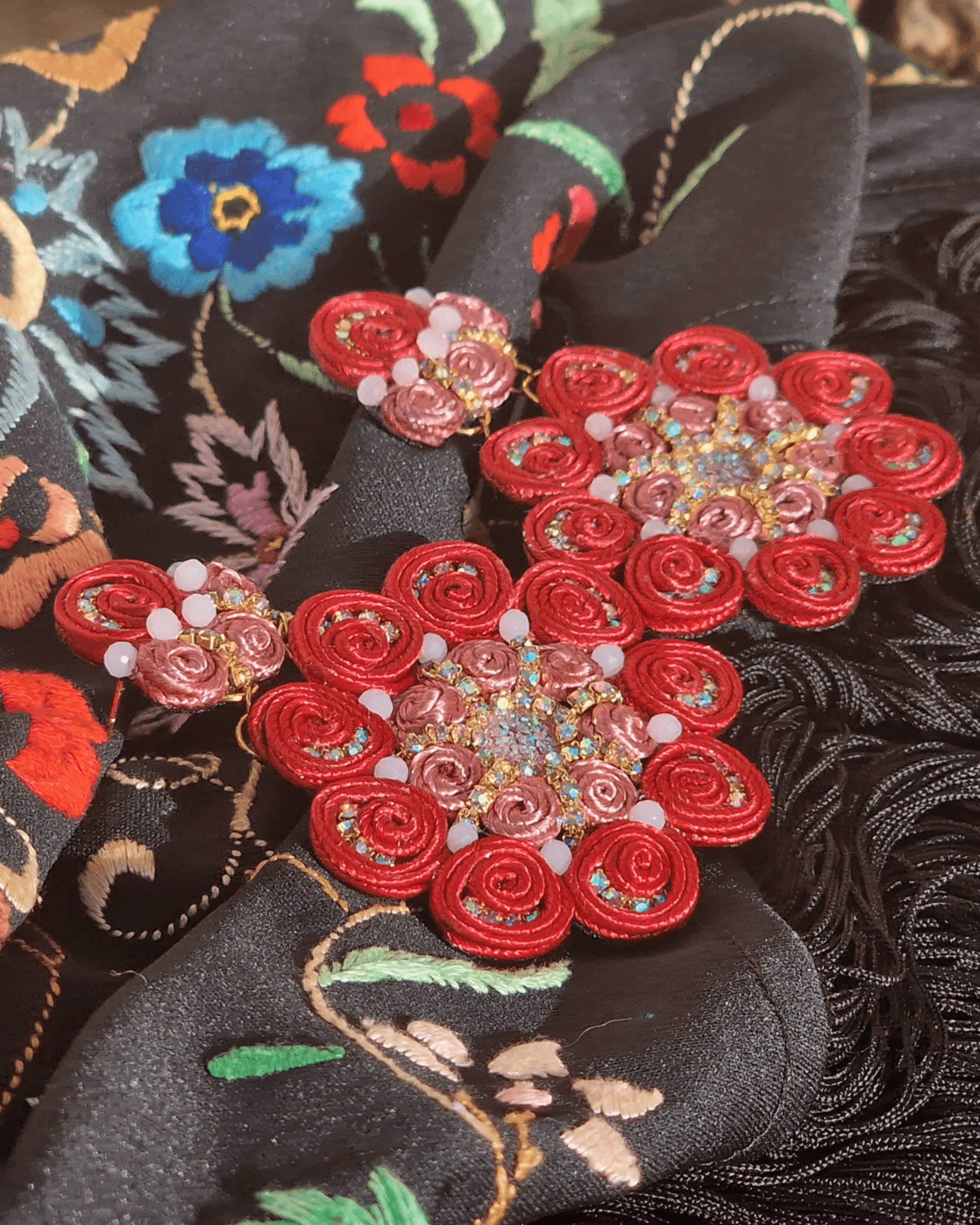 "Encaracolao" - Pendientes Colección Flamenca - Rosados - 3
