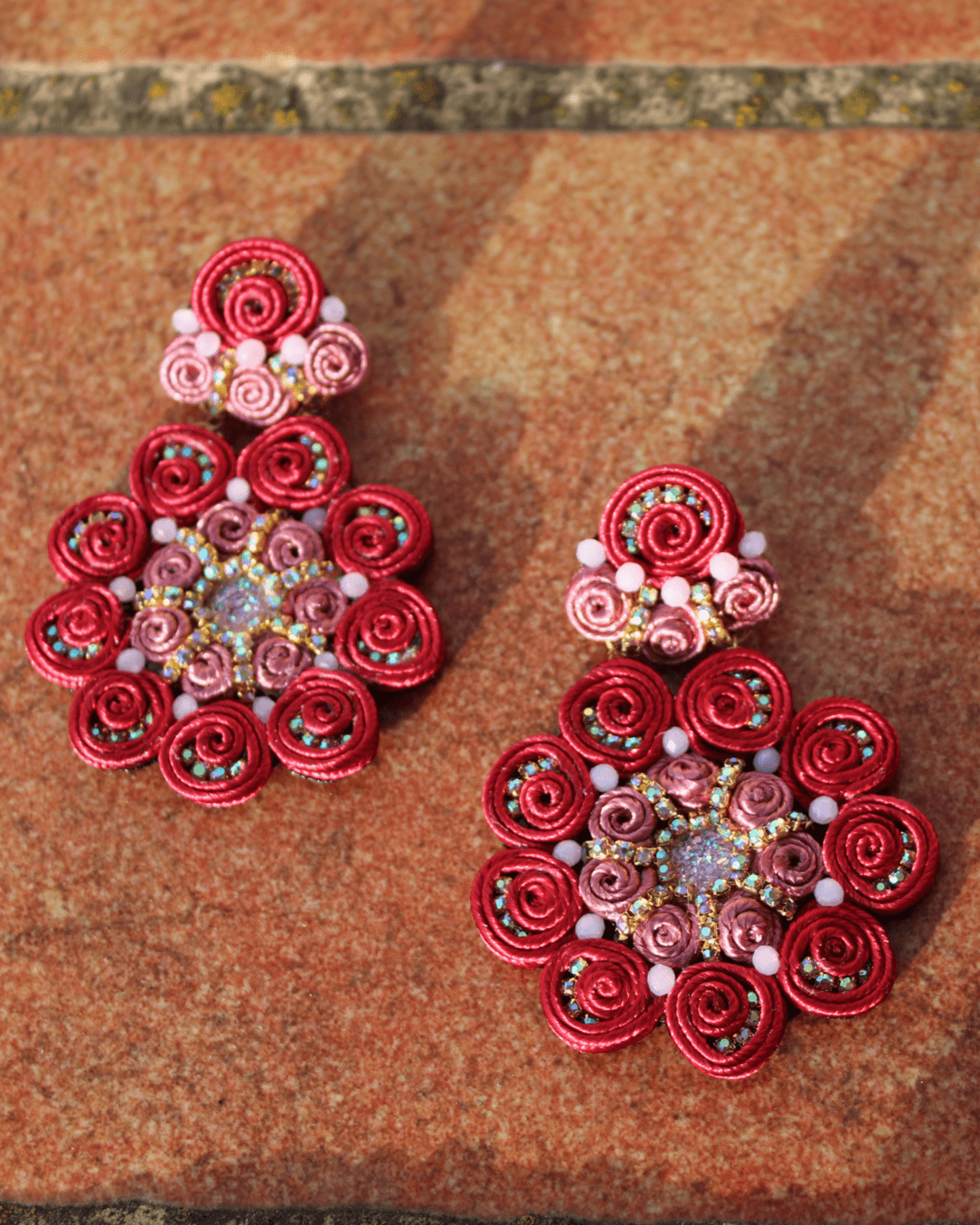"Encaracolao" - Pendientes Colección Flamenca - Rosados - 2