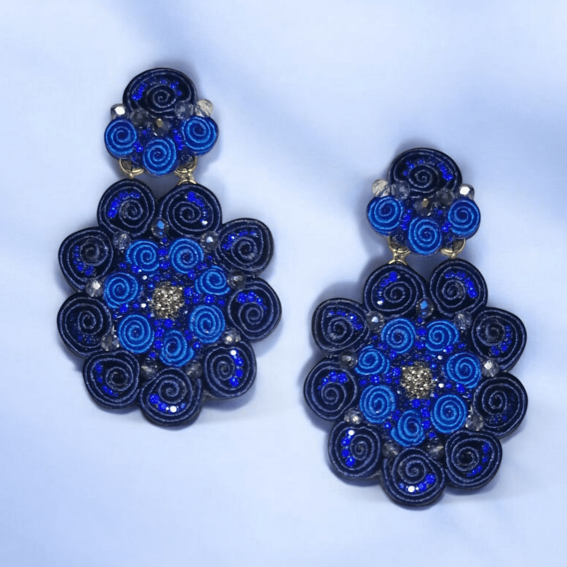"Encaracolao" - Pendientes Colección Flamenca - Azul - 1
